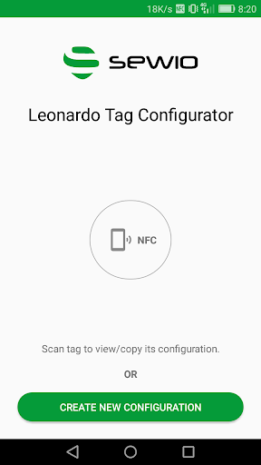 Android application Sewio Leonardo Configurator screenshort