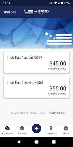 AmeriServ Business Banking Screen 2