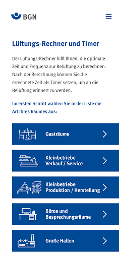 BGN-Lüftungs-App Screen 2