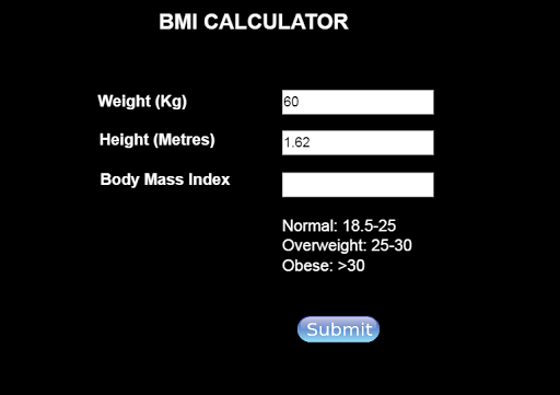 Android application BMI Calculator screenshort