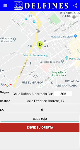 Android application Taxi Delfines screenshort