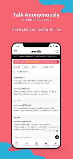 Android application Wamble - one-mile around you screenshort