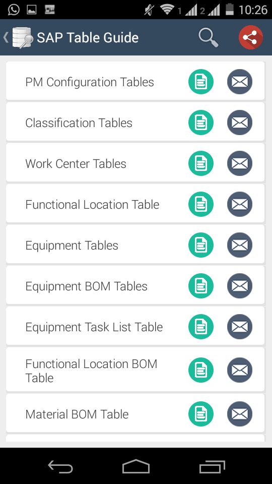 Android application SAP Table Guide screenshort