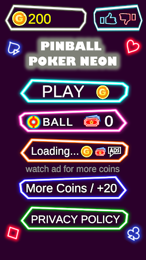 Android application Pinball Poker Neon Slot screenshort