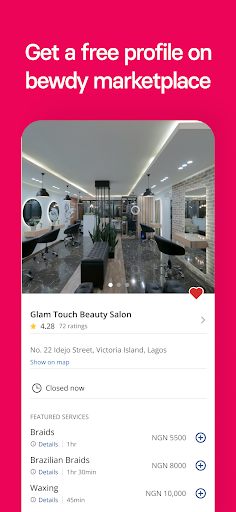 Android application Bewdy for business screenshort