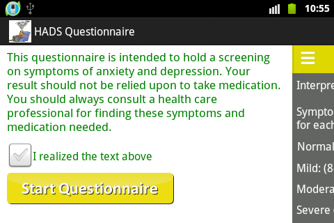 Android application Anxiety and/or Depression?HADS screenshort