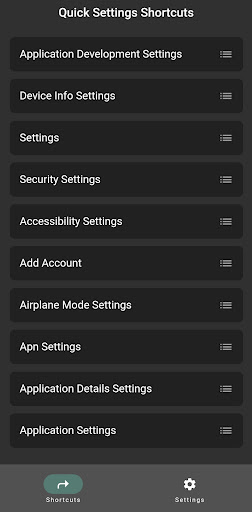 Android application Quick Settings screenshort
