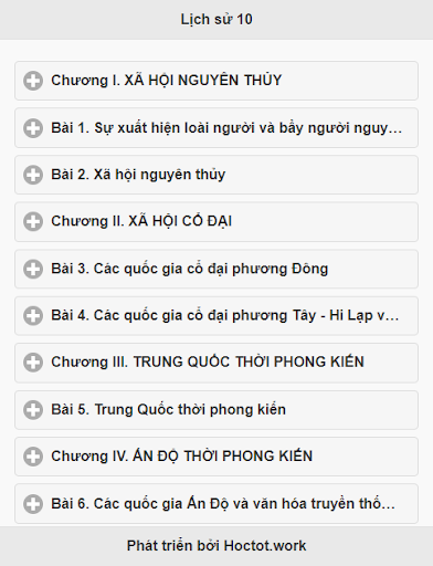 Android application Học tốt lịch sử lớp 10 screenshort