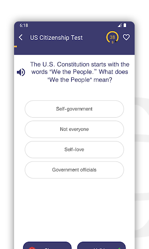 US Citizenship Practice Test Screen 3