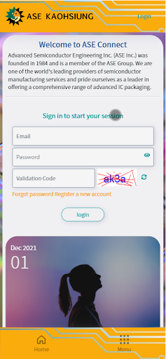 Android application ASE Connect screenshort
