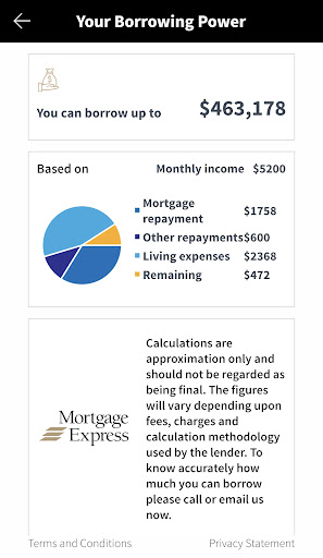 Mortgage Express - Calculators Screen 3