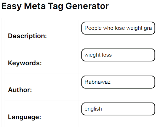 Easy Meta Tag Generator Screen 3