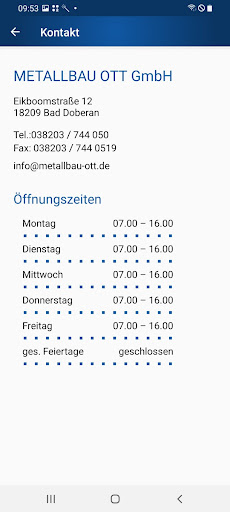 Ott Metallbau-Kunden App Screen 2
