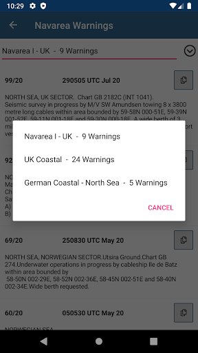 Navarea Warnings (Navtex) Screen 3