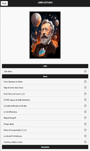 Android application Julio Verne novelas y relatos screenshort