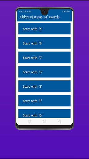 Abbreviation of words Screen 3