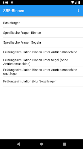 Android application SBF Binnen Prüfungsfragen screenshort
