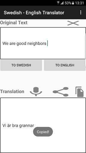 Swedish - English Translator Screen 2