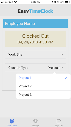Easy Time Clock Screen 2