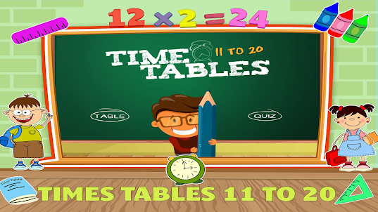 Tables Multiplication 11 - 20