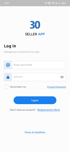 Android application 30 Minutes Seller screenshort