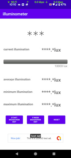 Android application Illuminometer screenshort