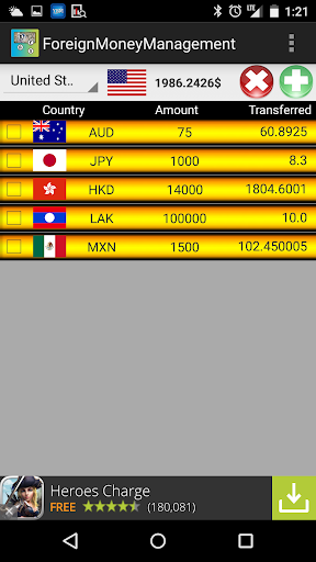 Android application Foreign Money Manager screenshort