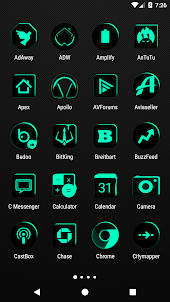 Flat Black and Teal Icon Pack