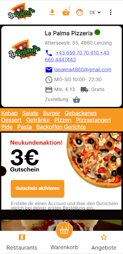 Android application La Palma Pizzeria - Lenzing screenshort