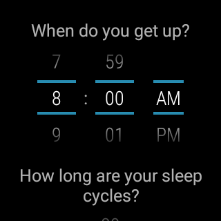 Android application Sleep Cycles Timing screenshort