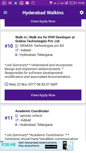 Hyderabad Jobs App Screen 2