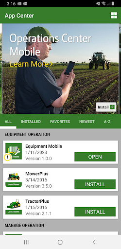 Android application John Deere App Center screenshort