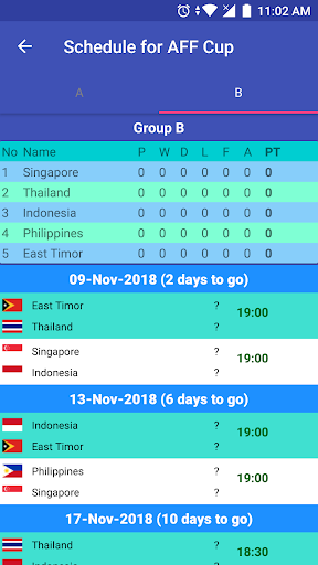 Schedule for AFF Cup Screen 3