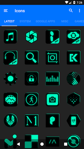 Flat Black and Teal Icon Pack