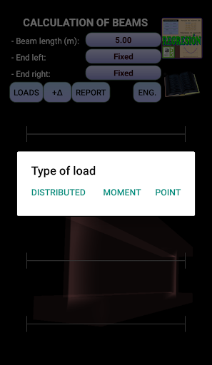 Beam calculator Screen 2