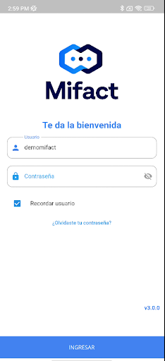 Android application Facturación Electrónica Mifact screenshort
