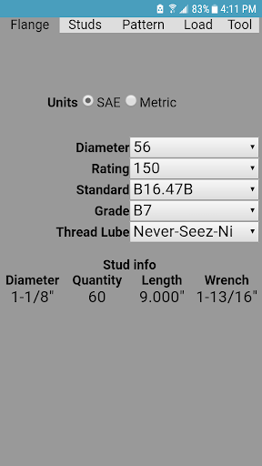 FlangeMate, ASME flange info and torque calculator