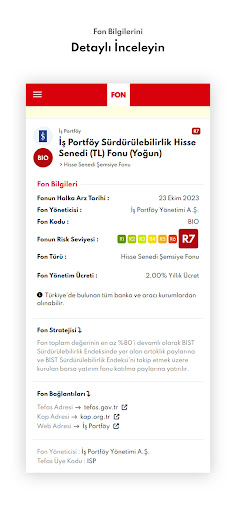 Android application FonArz: Yatırım Fonları, ETF screenshort