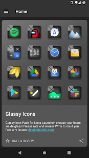 Captura de pantalla del paquete de iconos vidriosos