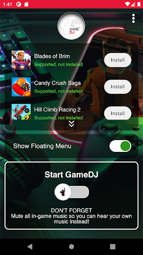 Android application GameDJ screenshort