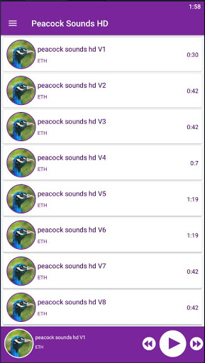 Peacock Sounds App Screen 2