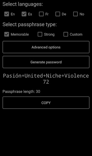 Passphrase Generator Screen 2