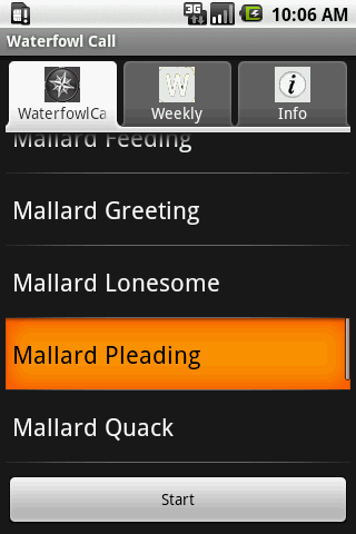 Android application Waterfowl Call screenshort
