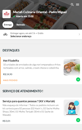 Android application Mariah Culinária Oriental screenshort
