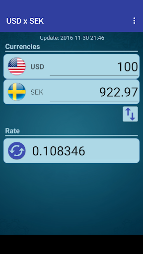 Android application US Dollar to Swedish Krona screenshort