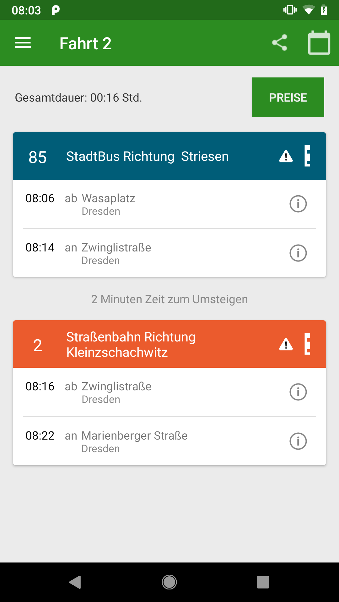 Android application FahrInfo Dresden screenshort