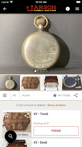 Larson Family Auction Screen 3