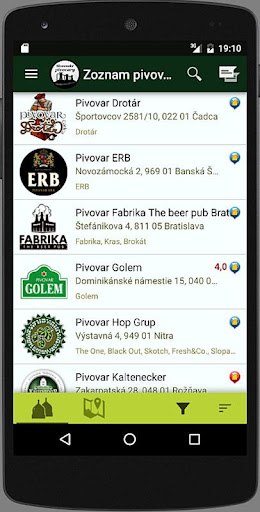 Android application Slovenské pivovary screenshort