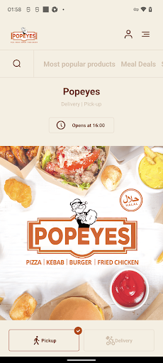 Android application Popeyes screenshort