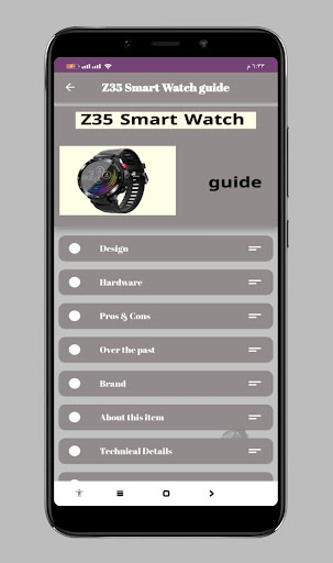 Android application Z35 Smart Watch guide screenshort